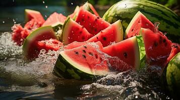 watermelon on water photo