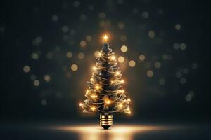 AI generated Christmas tree made of bulb and light technology concept photo