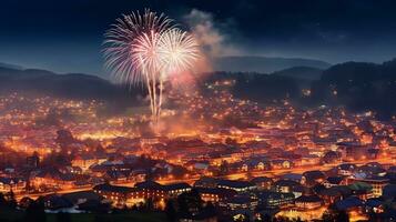 Fireworks over the old town photo