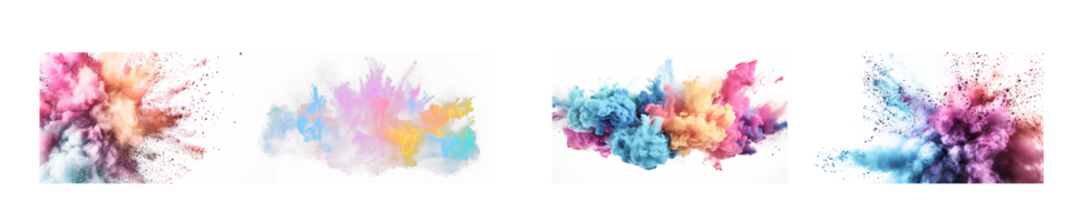 AI generated Colored powder explosion on a white background. Abstract closeup dust on backdrop. Colorful explode. Paint holi png