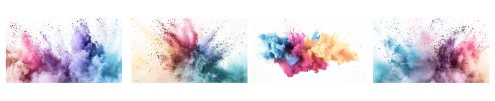 ai generato colorato polvere esplosione su un' bianca sfondo. astratto avvicinamento polvere su sfondo. colorato esplodere. dipingere holi png