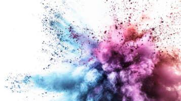 AI generated Colored powder explosion on a white background. Abstract closeup dust on backdrop. Colorful explode. Paint holi png