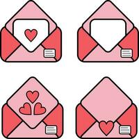 set of icons mail love vector