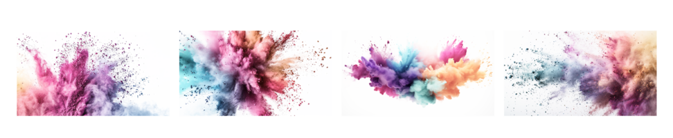 AI generated Colored powder explosion on a white background. Abstract closeup dust on backdrop. Colorful explode. Paint holi png