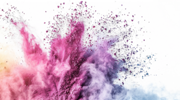 ai generado de colores polvo explosión en un blanco antecedentes. resumen de cerca polvo en fondo. vistoso explotar. pintar holi png