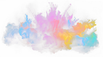 ai generado de colores polvo explosión en un blanco antecedentes. resumen de cerca polvo en fondo. vistoso explotar. pintar holi png