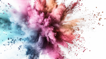 ai genererad färgad pulver explosion på en vit bakgrund. abstrakt närbild damm på bakgrund. färgrik explodera. måla holi png