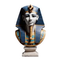 AI generated Ancient marble and granite pharaoh bust from egypt isolated on transparent background png