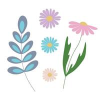 Set of floral elements for the design of posters, cards, covers, banner. vector