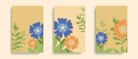 Set of floral backgrounds. Templates with flowers. Frames with flowers for decoration. vector