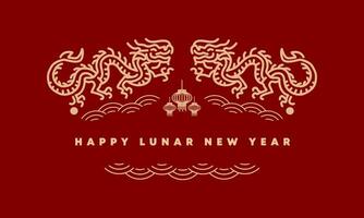 Happy Chinese or Lunar new year greeting of Year of Dragon, ornament for Imlek background banner vector