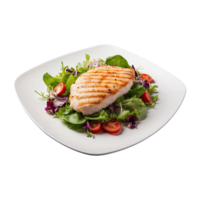 AI generated Chicken fillet with salad, Healthy food isolated on transparent background png