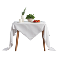 AI generated White tablecloth covered table isolated on transparent background png