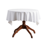 AI generated White tablecloth covered table isolated on transparent background png