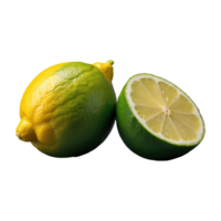 AI generated Lemon and lime isolated on transparent background png