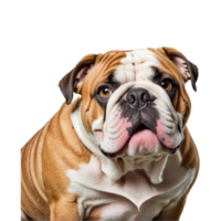 AI generated portrait of a comical english bulldog isolated on transparent background png