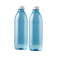 AI generated Water filled plastic bottles with caps isolated on transparent background png