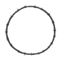 AI generated barbed wire circle frame isolated on transparent background png