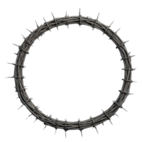 AI generated barbed wire circle frame isolated on transparent background png