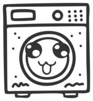 hand drawn washing machine single sticker with expression 28 vector