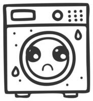 hand drawn washing machine single sticker with expression 14 vector