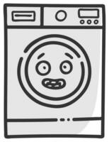 hand drawn washing machine single sticker with expression 06 vector