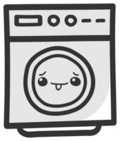 hand drawn washing machine single sticker with expression 27 vector