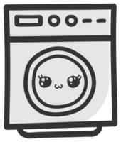 hand drawn washing machine single sticker with expression 30 vector