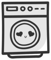 hand drawn washing machine single sticker with expression 29 vector