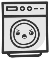 hand drawn washing machine single sticker with expression 13 vector