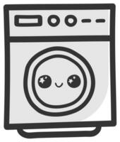 hand drawn washing machine single sticker with expression 16 vector