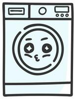 hand drawn washing machine single sticker with expression 21 vector