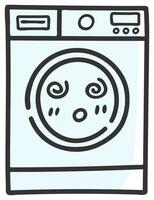 hand drawn washing machine single sticker with expression 15 vector