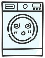 hand drawn washing machine single sticker with expression 15 vector