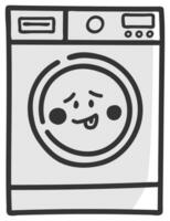 hand drawn washing machine single sticker with expression 18 vector