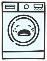 hand drawn washing machine single sticker with expression 05 vector