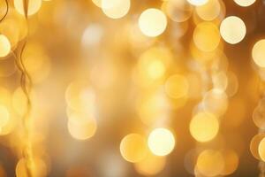 AI generated Yellow Christmas bokeh background photo