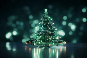 AI generated Christmas tree made with circuit board technology concept photo