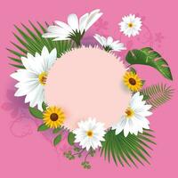 Colorful photo frame flowers background. Vector of spring