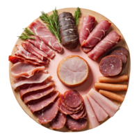 AI generated various cured meats isolated on transparent background png