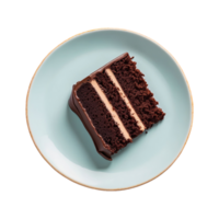 ai genererad skiva av choklad kaka på en tallrik isolerat på transparent bakgrund png