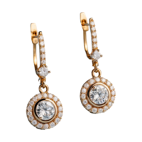 AI generated Earrings with diamonds isolated on transparent background png