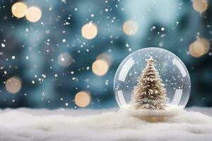 AI generated Christmas tree on glass globe ornament photo