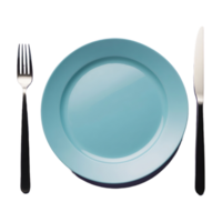 AI generated plate with a fork and knife isolated on transparent background png