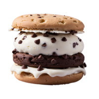 AI generated ice cream sandwich with chocolate isolated on transparent background png