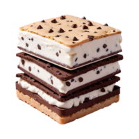 AI generated ice cream sandwich with chocolate isolated on transparent background png