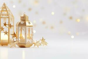 AI generated Arabic lantern on white background holy month Ramadan Kareem photo