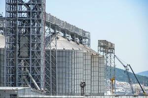 Grain terminal in port of Novorossiysk. Grain elevator. photo