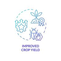 2D gradient improved crop yield icon, isolated vector, integrated pest management thin line illustration. vector