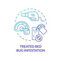 2D gradient treated bed bug infestation icon, isolated vector, integrated pest management thin line illustration. vector